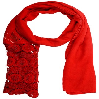 Half Net Diamond Stole- Rose Red